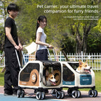 Pet Travel Luggage Cart with Folding Handlebar — Oxford Fabric, Breathable Mesh & Quiet Wheels