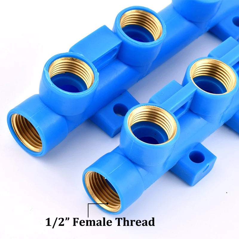 Water Pipe Splitter Distributor (4/5/6-Way, 1/2" Thread, Drain Switch)