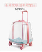 Transparent Capsule Pet Backpack Carrier with Wheels for Cats & Small Dogs