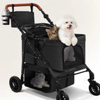 All-Terrain 4-Wheel Double Pet Stroller for 2 Small Dogs with Canopy & Cup Holder