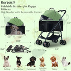 3-in-1 Multifunction 4-Wheel Folding Dog Stroller with Detachable Carrier