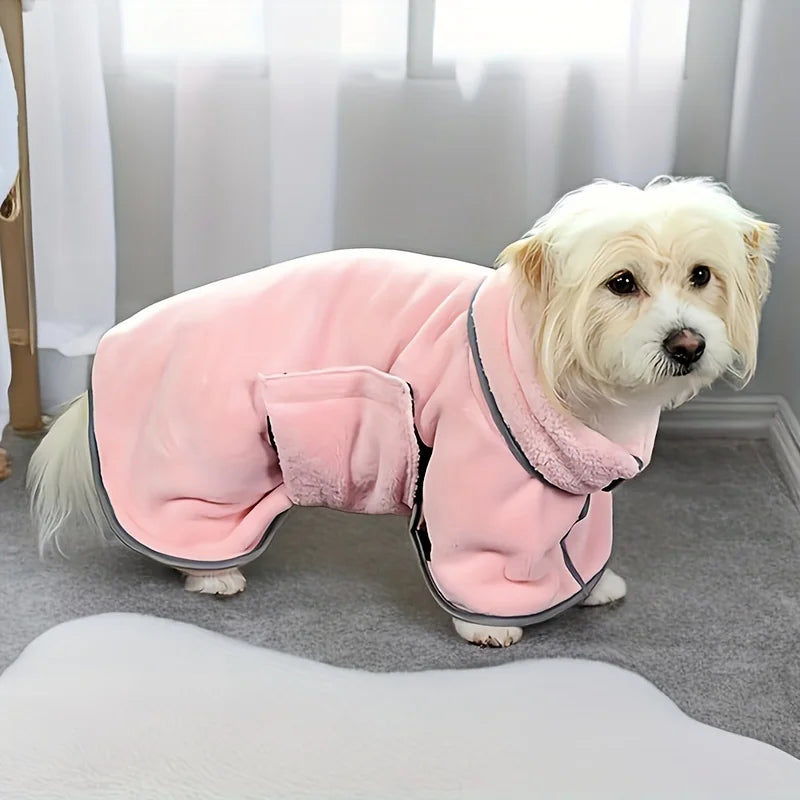 Cooling Absorbent Dog Bath Towel — Bathrobe-Style Pet Wash Towel