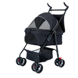 Hot Sale Luxury Four-Wheel Foldable Dog Cart Separable Basket Breathable Pet Carrier for Outdoor Travel Baby Carriage Not Stuffy