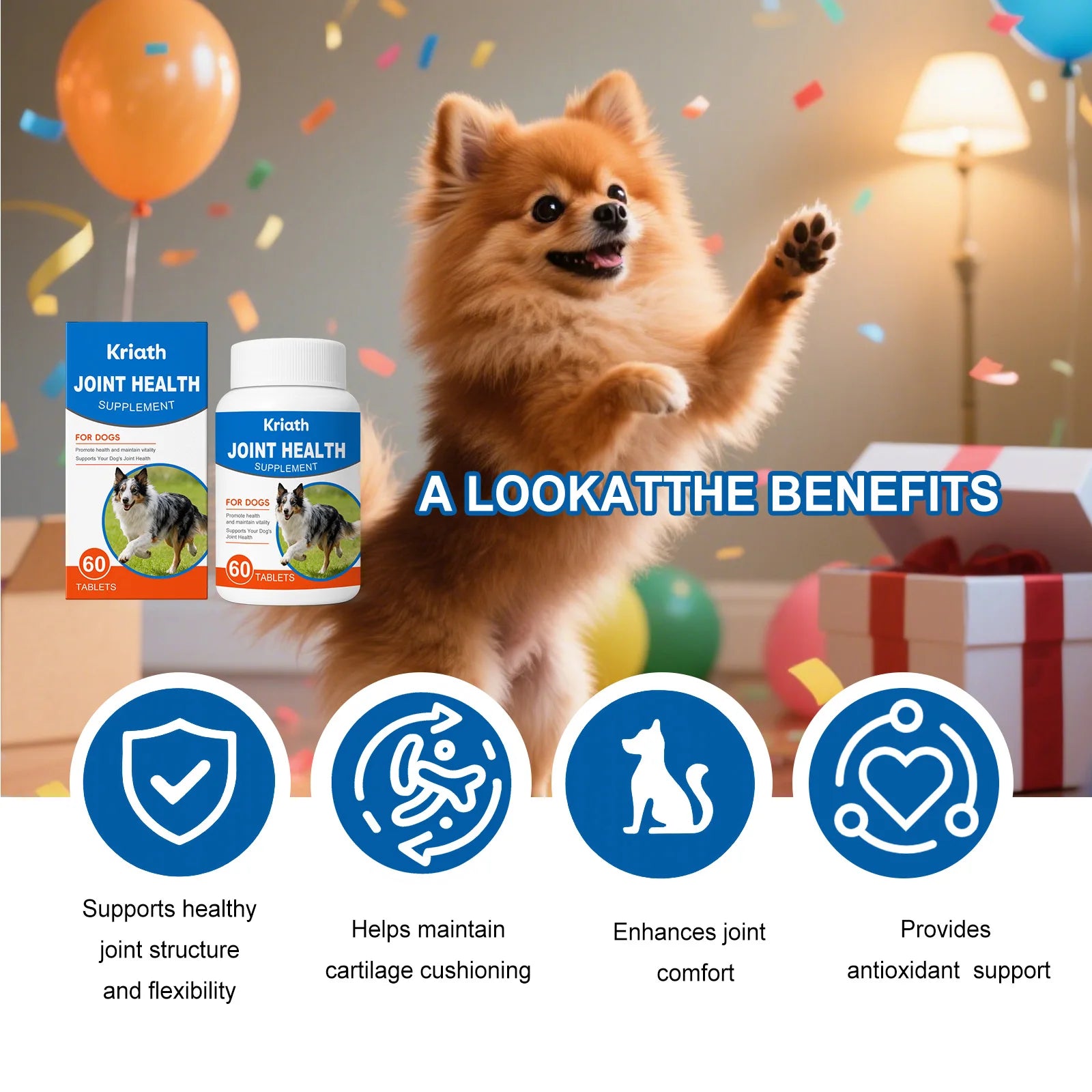 Dog Joint Care Supplement Tablets — Cartilage Support, 60-Count