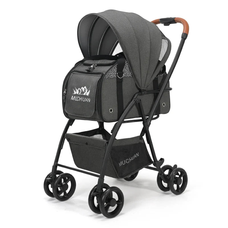 2-in-1 Foldable Pet Stroller Backpack (Small & Medium Pets)
