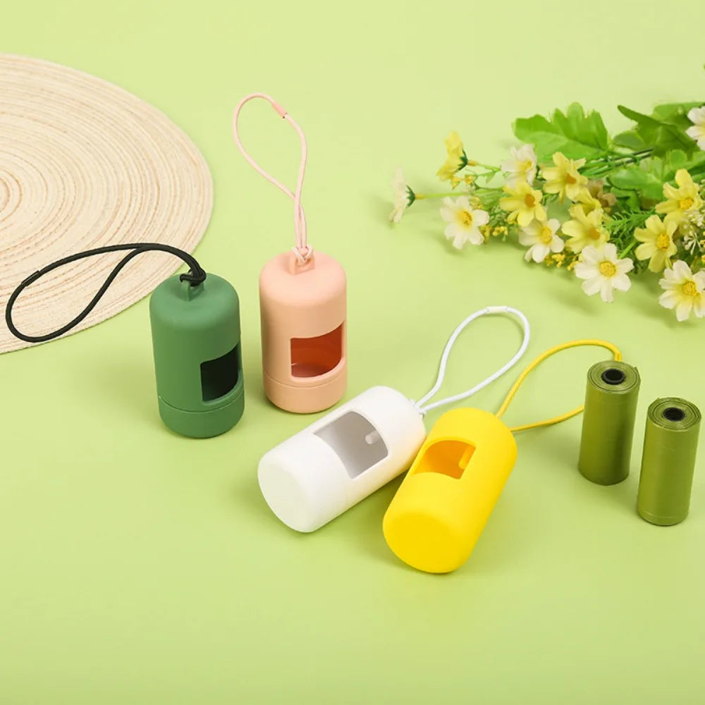 Candy Color Dog Poop Bag Holder (Plastic, Hanging Rope, Portable, Bright)