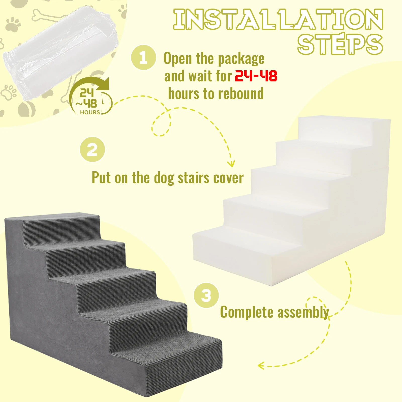 Non-Slip Foam Pet Stairs for Beds & Couches