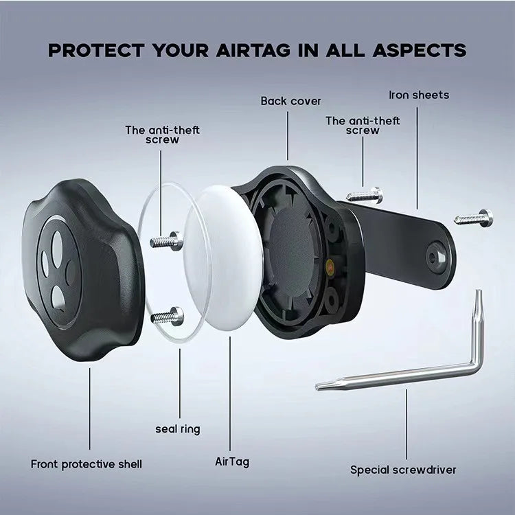 AiQUE IPX8 Waterproof AirTag Protective Case & Collar Holder for Dogs & Cats