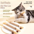 Natural Wood Knotweed Cat Teething Sticks — Sisal Rope & Raffia