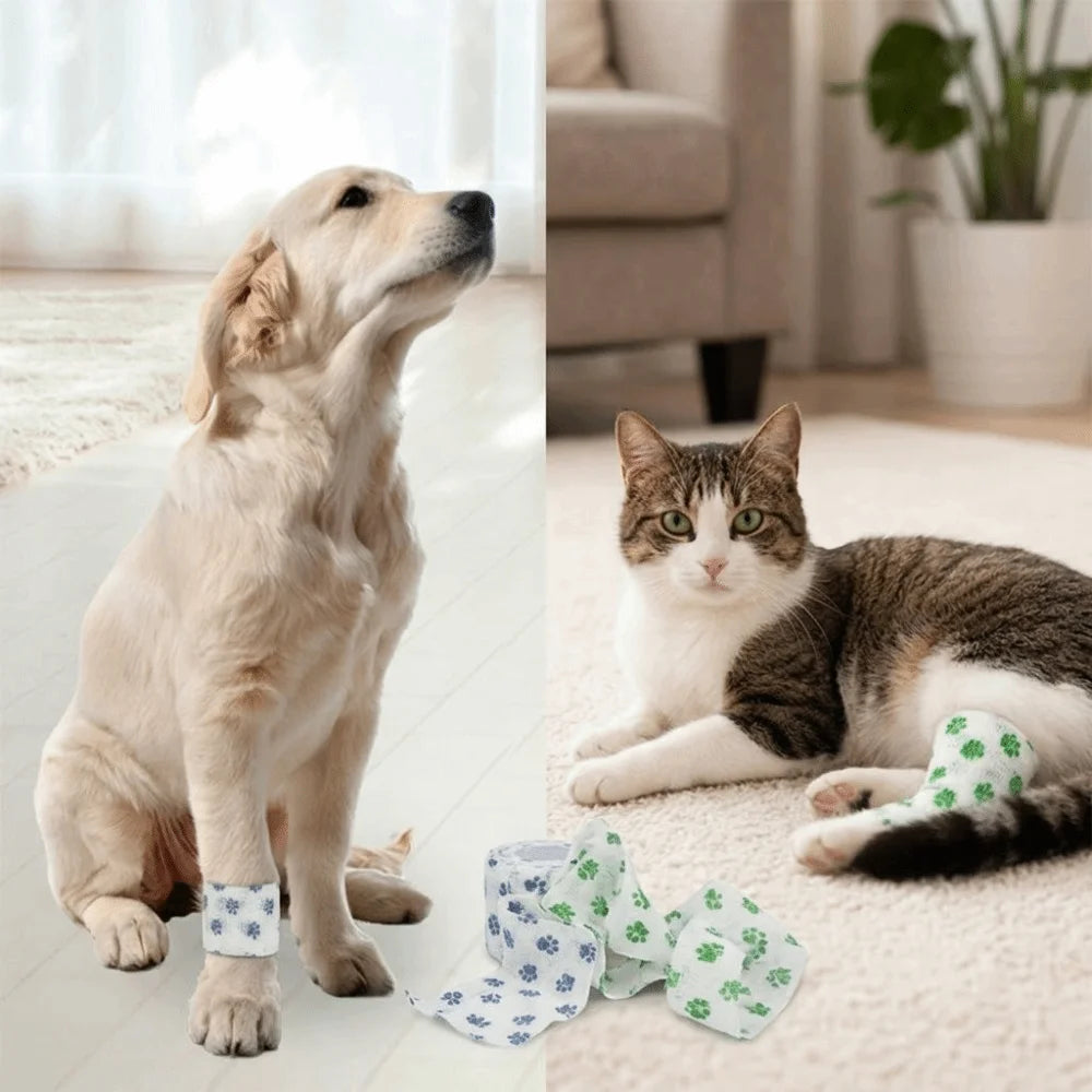Self-Adhesive Dog Paw Wrap Bandage (Elastic, Breathable, Printed)