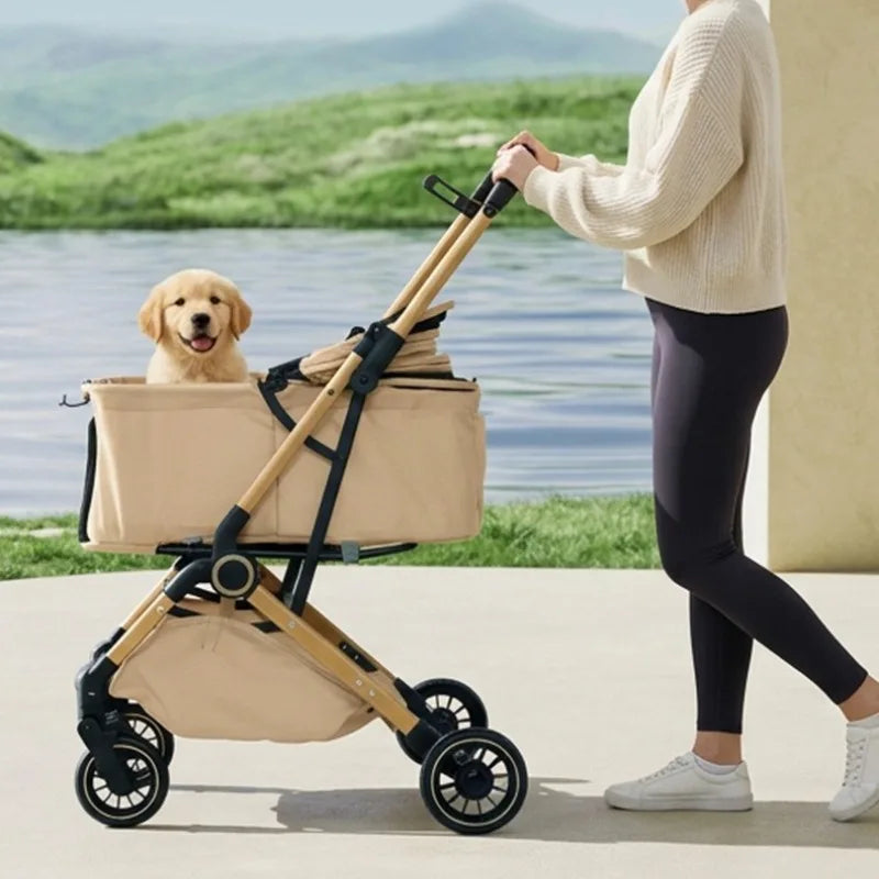 One-Button Foldable Pet Stroller for Dogs & Cats — Smooth-Roll Outdoor Travel Trolley