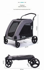 Large High-Capacity Foldable Pet Stroller for Injured & Elderly Cats & Dogs