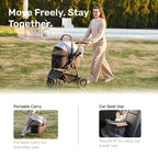 3-in-1 All-Terrain Pet Stroller with Detachable Aluminum Frame Carrier for Dogs & Cats