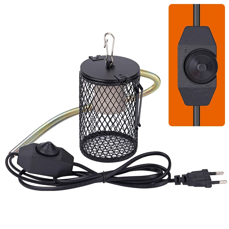 Reptile Heat Lamp Guard — Anti-Scalding Ceramic Lampshade Set, 220V