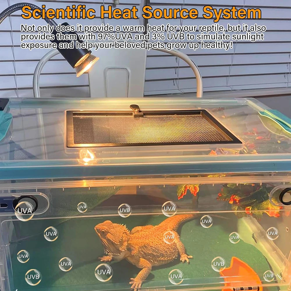 Dimmable 50W UVA/UVB Reptile Heat Lamp — Simulated Sunlight for Turtles & Bearded Dragons