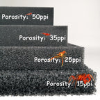 Aquarium Biochemical Filter Foam Sponge (15–50 PPI, Black, Cut-to-Size)