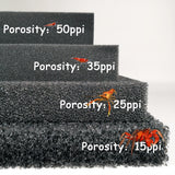 Aquarium Biochemical Filter Foam Sponge (15–50 PPI, Black, Cut-to-Size)