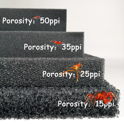 Aquarium Biochemical Filter Foam Sponge (15–50 PPI, Black, Cut-to-Size)