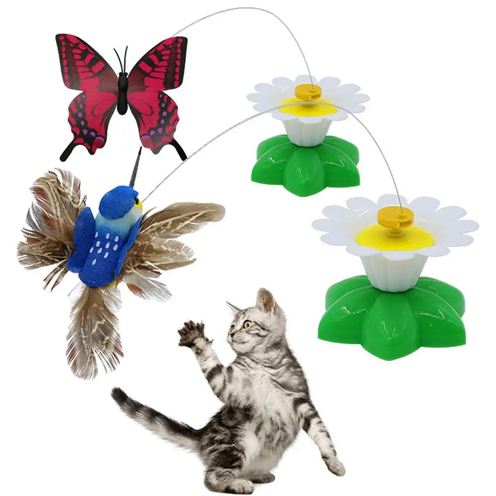 Electric Rotating Butterfly & Hummingbird Wand — Automatic Flying Cat Toy