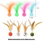 Feather Stick Bouncy Ball Cat Toy with Catnip — Feather Tossing Ball for Interactive Play