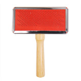 Stainless Steel Pet Grooming Comb — Ergonomic Wood Handle for Tangle-Free Coats