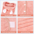 Hooded Pet Bathrobe — Adjustable Collar & Belly Strap, XS to L