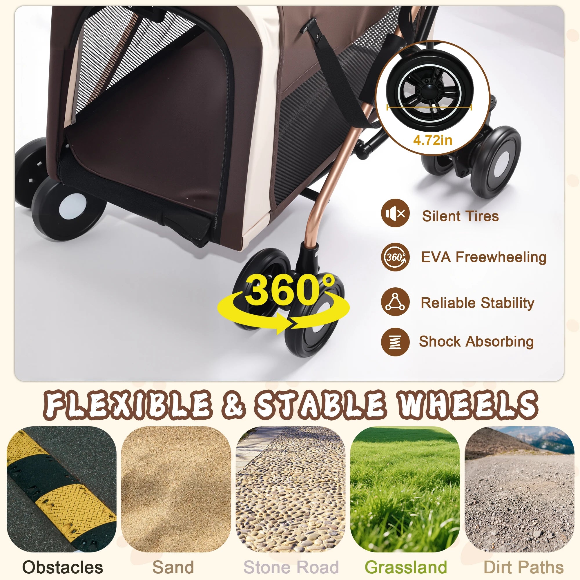 Double Pet Stroller for Dogs & Cats — Foldable 3-in-1 Convertible Carrier with Shockproof Wheels & Brake