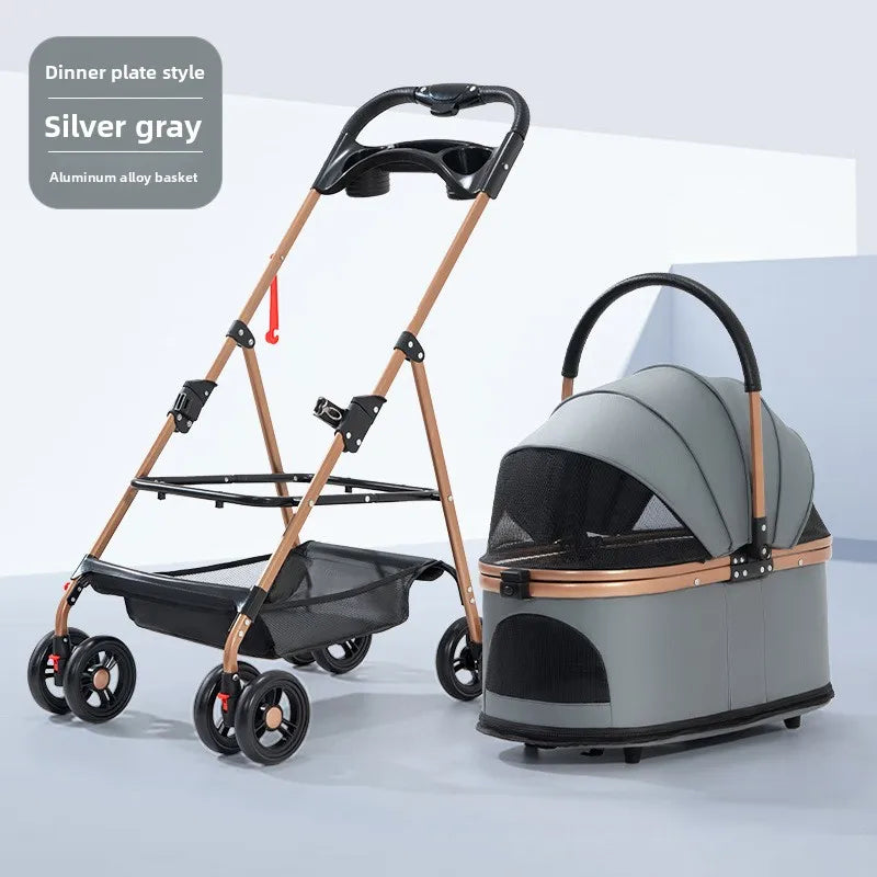 Lightweight Foldable Pet Stroller Cart for Dogs & Cats — Versatile Outdoor Travel Dog & Cat Stroller