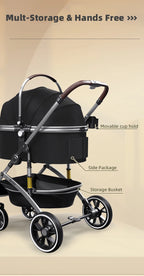 Foldable Aluminum-Frame 4-Wheel Pet Stroller for Dogs & Cats — Car Rides & Outdoor Use