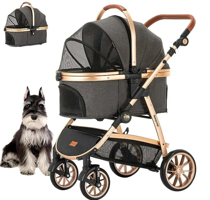 Luxury Pet Stroller with Removable Carrier for Small & Medium Dogs