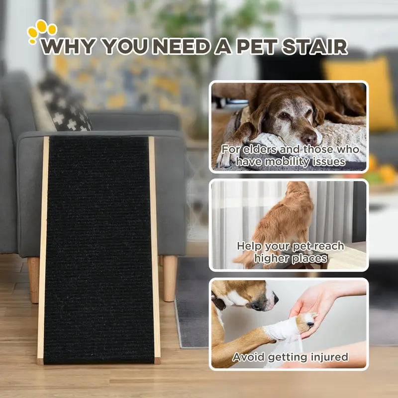 Foldable Elevated Pet Ramp, 35.5x16x24in, Black