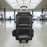 Double Layer Cat Carrier Large Capacity Rolling Cat Carrier Telescopic Handle