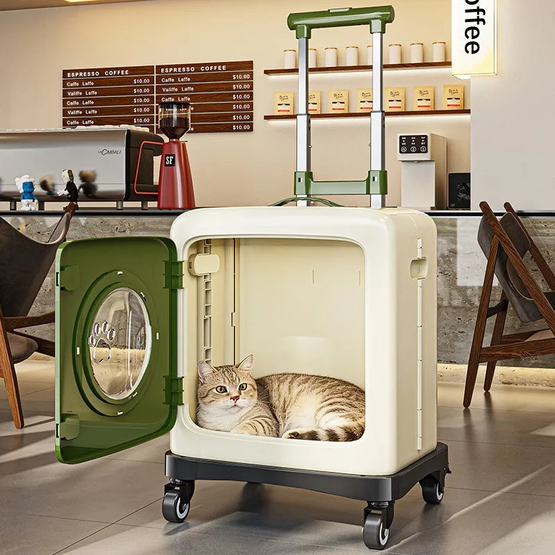 Anti-Stress Airline-Approved Pet Stroller & Travel Crate with Telescopic Handle