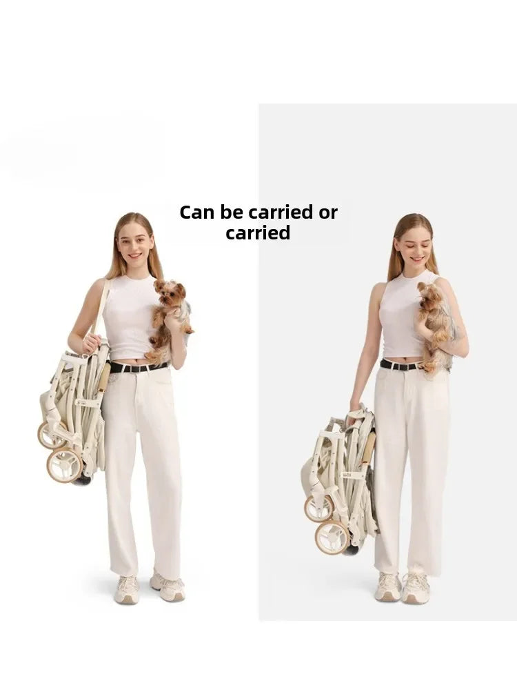 Breathable Convenient-Folding Puppy Stroller for Small & Medium Dogs