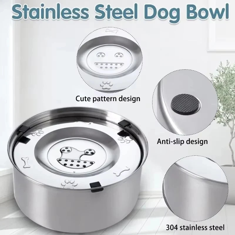 No-Spill Stainless Steel Dog Bowl