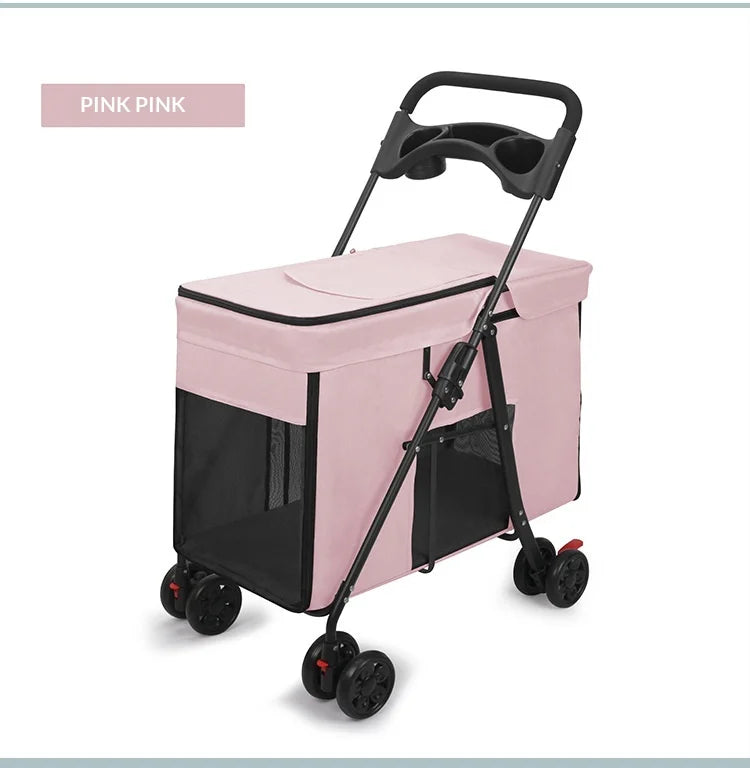 Foldable All-Terrain Large Dog & Cat Stroller Cart — Portable Outdoor Carrier