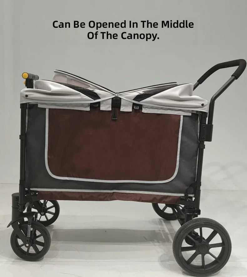 Large-Space Push & Pull Pet Stroller for Dogs & Cats — Outdoor Travel Cart with Dual-Direction Design