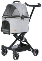 Upgraded 3-in-1 All-Terrain Lightweight Folding Pet Stroller with Detachable Carrier
