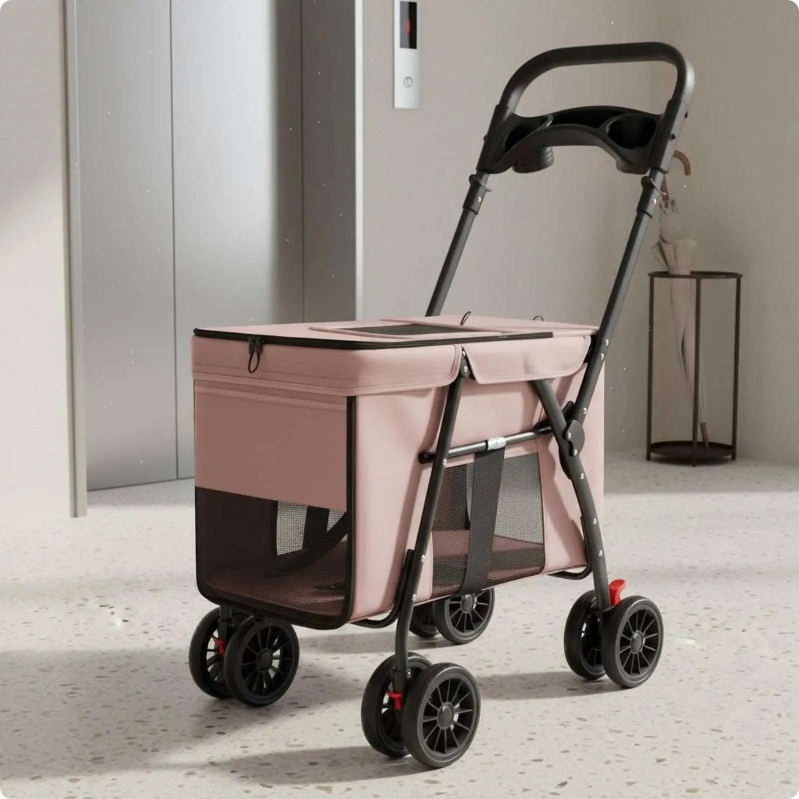 Collapsible Lightweight Pet Stroller with Rear Brakes — Easy-Access Cat & Dog Stroller for Walks & Outdoor