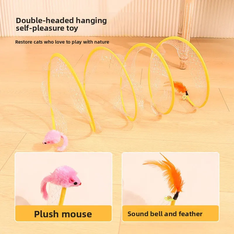 Foldable S-Shaped Cat Tunnel — 8-Channel Steel Wire Frame for Multi-Cat Play