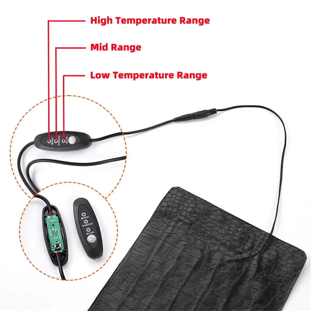 USB Leather Heating Pad — 3-Level Anti-Scratch Warmer for Reptiles & Small Pets