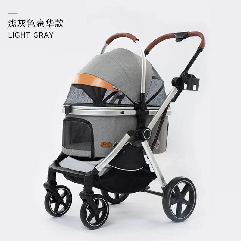 Luxury 4-Wheel Detachable Dog Show Pet Stroller for Cats & Dogs — Separation Trolley