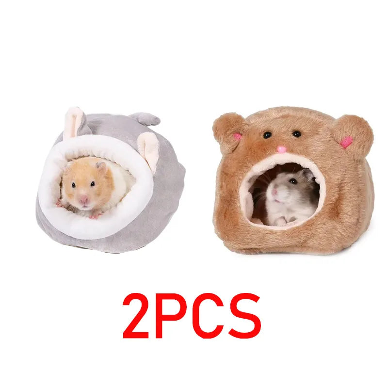 Hanging Cage House Bed — Warm Linen Nest for Guinea Pigs & Hamsters
