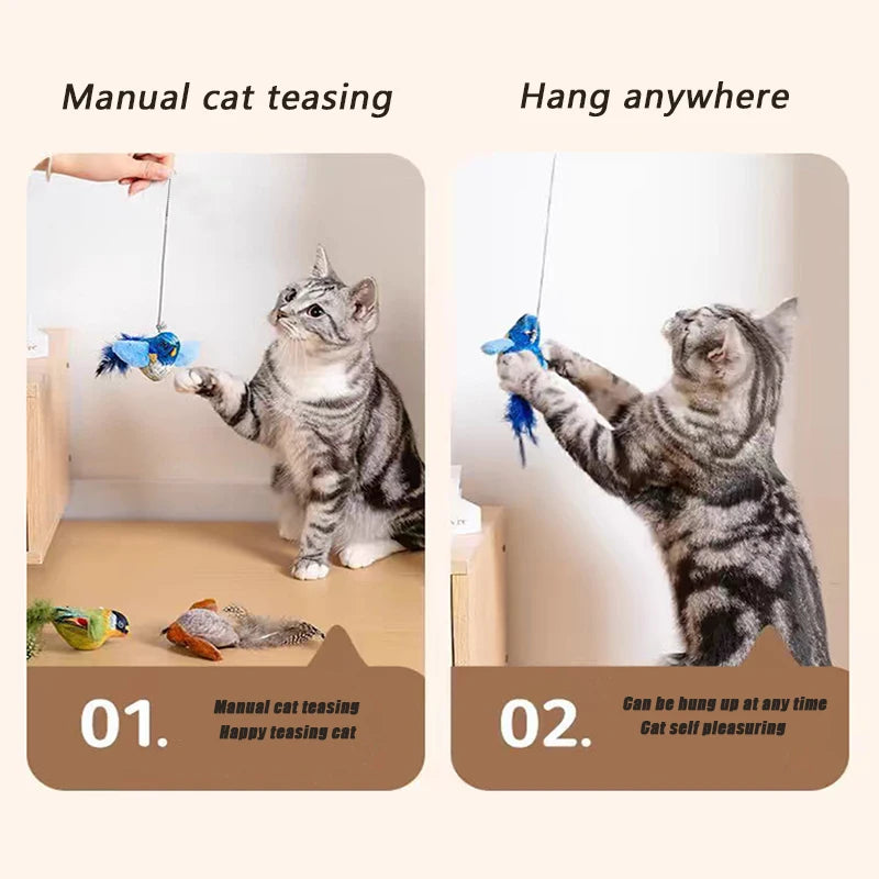 Chirping Plush Bird Hanging Cat Toy