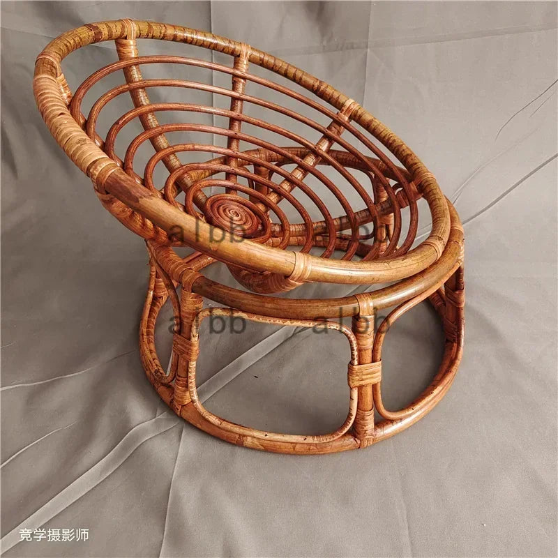 Elevated Round Rattan Cat Bed Chair with Photo Prop Design
