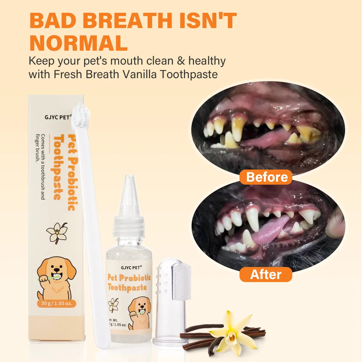 Probiotic Pet Dental Care Kit — Toothpaste, Brush & Finger Brush