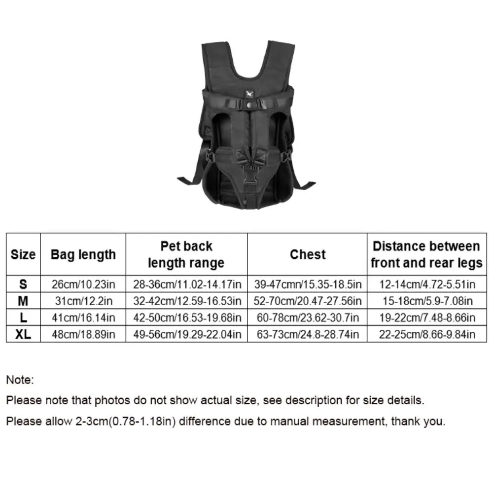 Adjustable Oxford Pet Front Backpack (Breathable, Multi-Size, All Seasons)