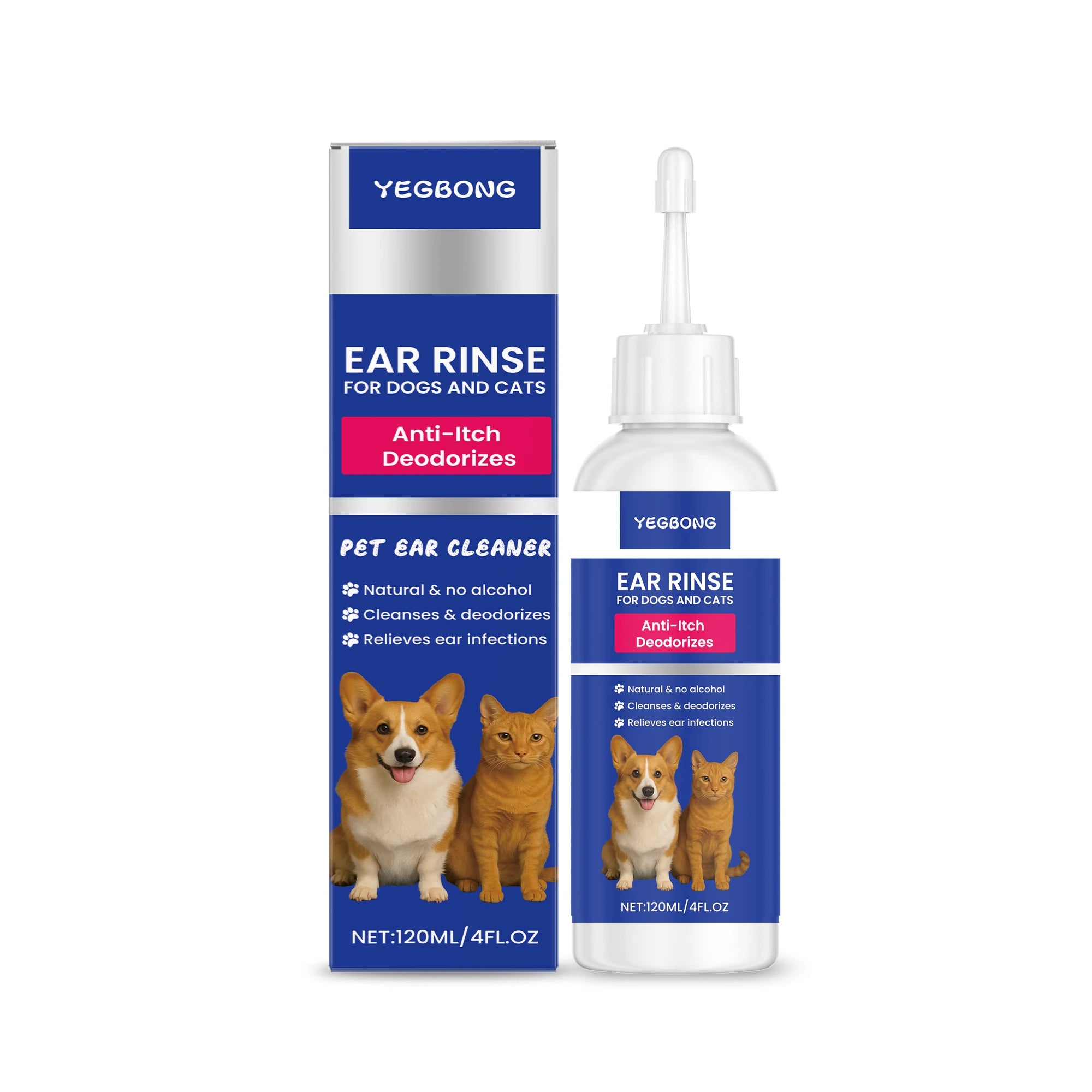 YEGBONG Gentle Pet Ear Cleaner — Wax & Odor Removal Solution, 120ml