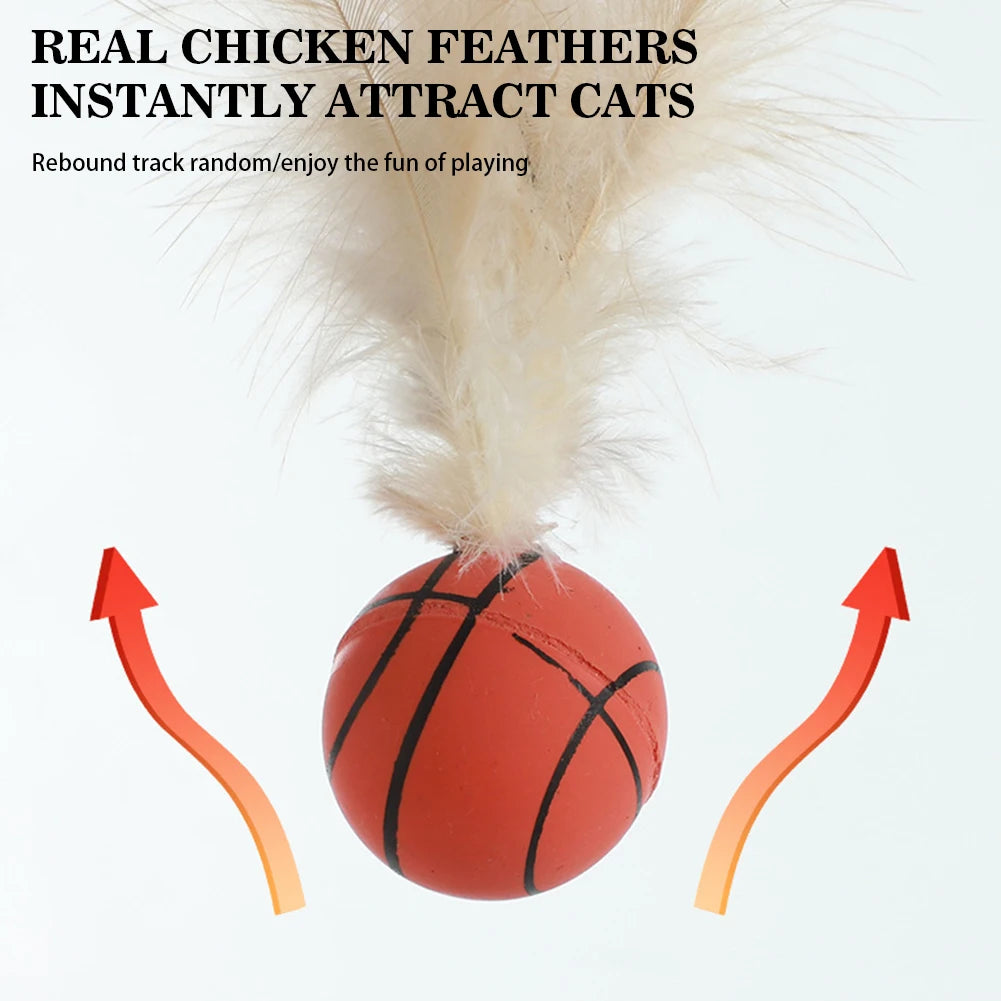Feather Bouncy Ball Cat Toy — Indoor High-Rebound Flutter Ball for Self-Play