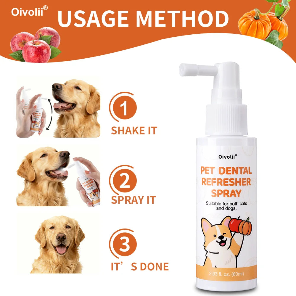 No-Brushing Dental Spray for Dogs & Cats — Multi-Plant Plaque Remover, 60ml